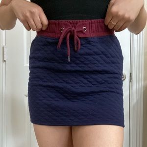Maroon & Navy Quilted Mini Skirt!